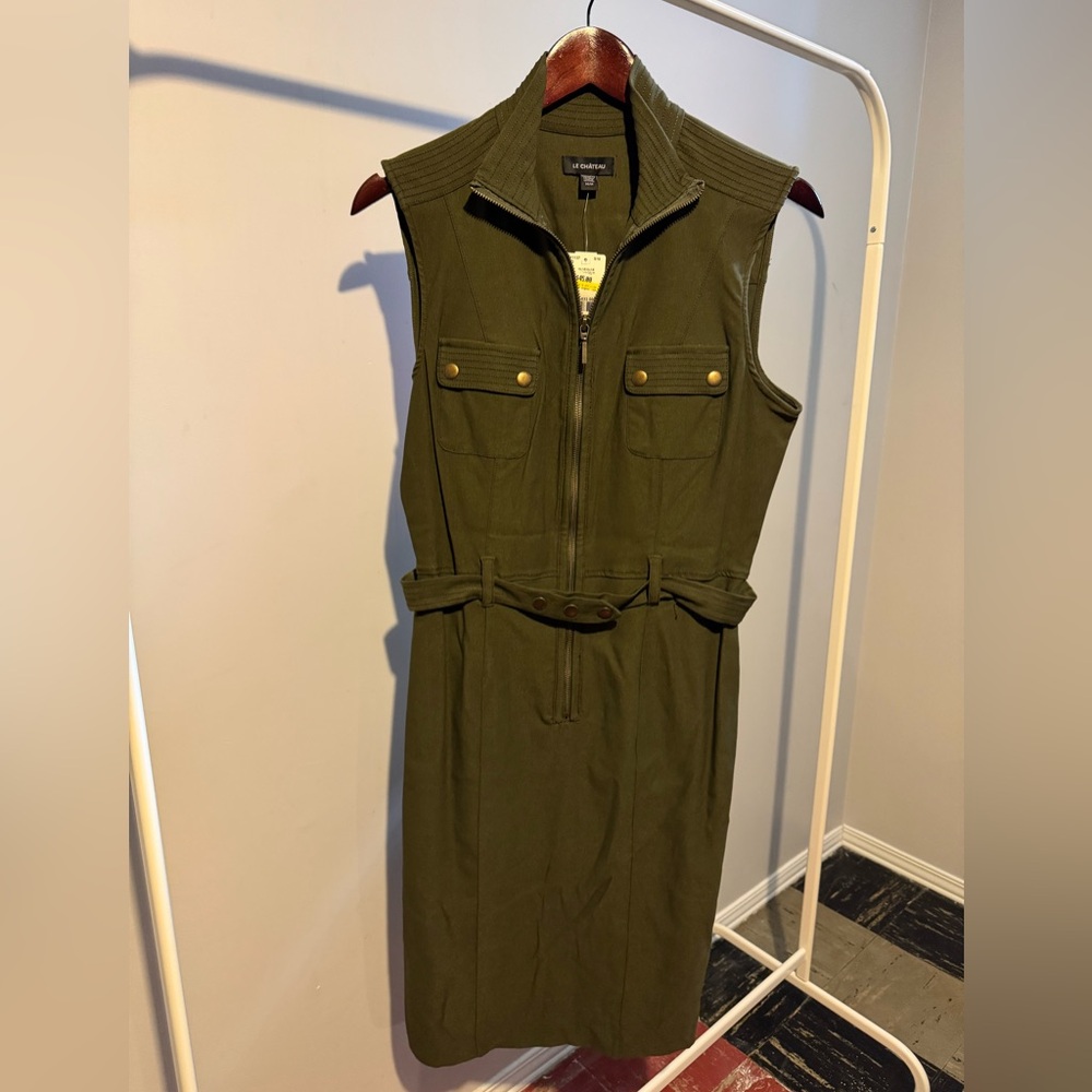 Olive Green Sleeveless Dress